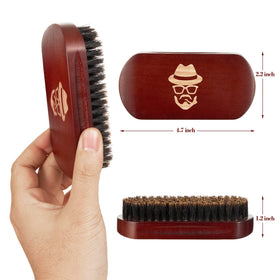 Sosoon beard brush side profile of black walnut-style handle offering comfortable grip