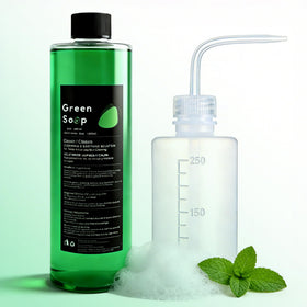Sotica bottle next to common objects indicating compact storage benefit
