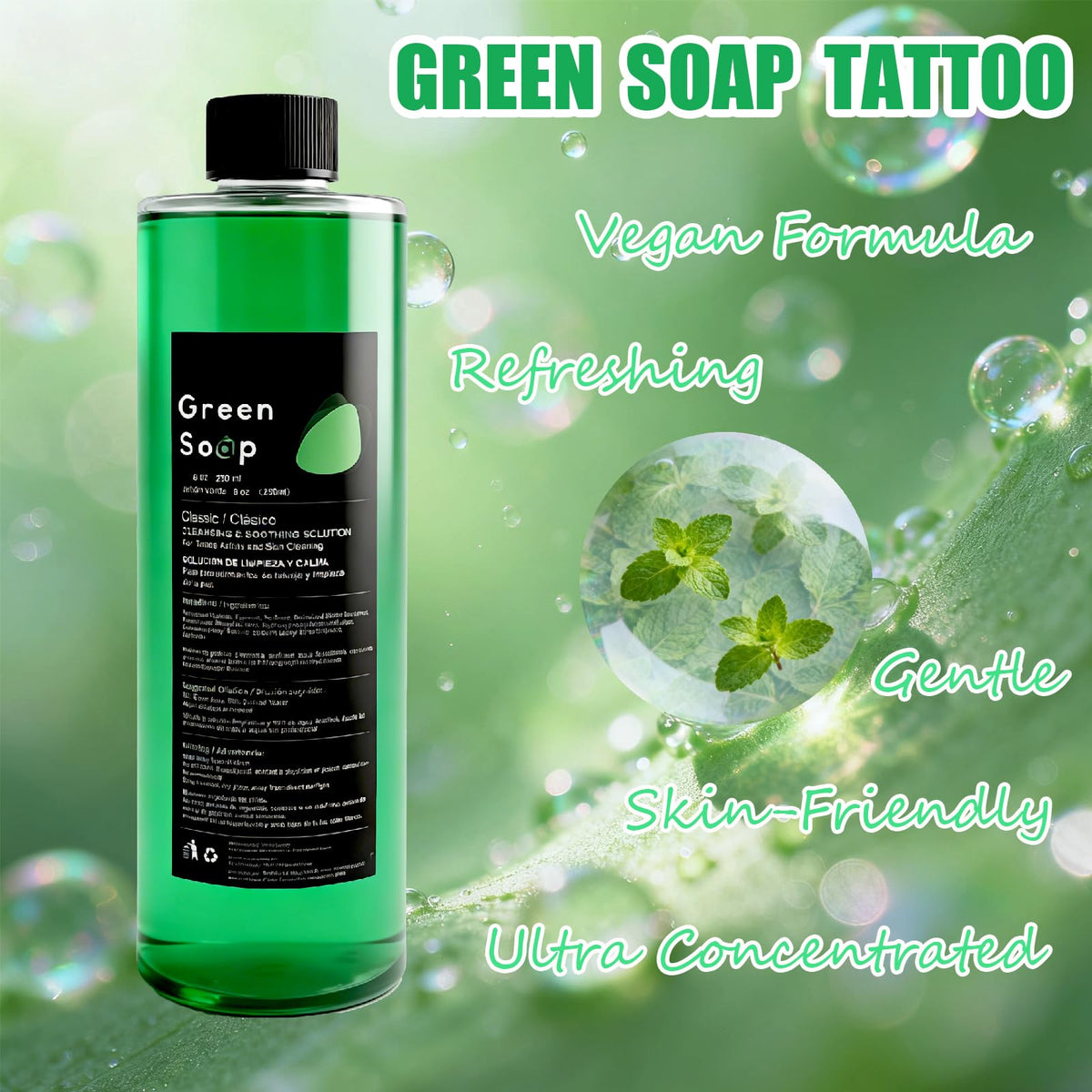 Sotica green soap with included squeeze bottle ready for mixing convenience