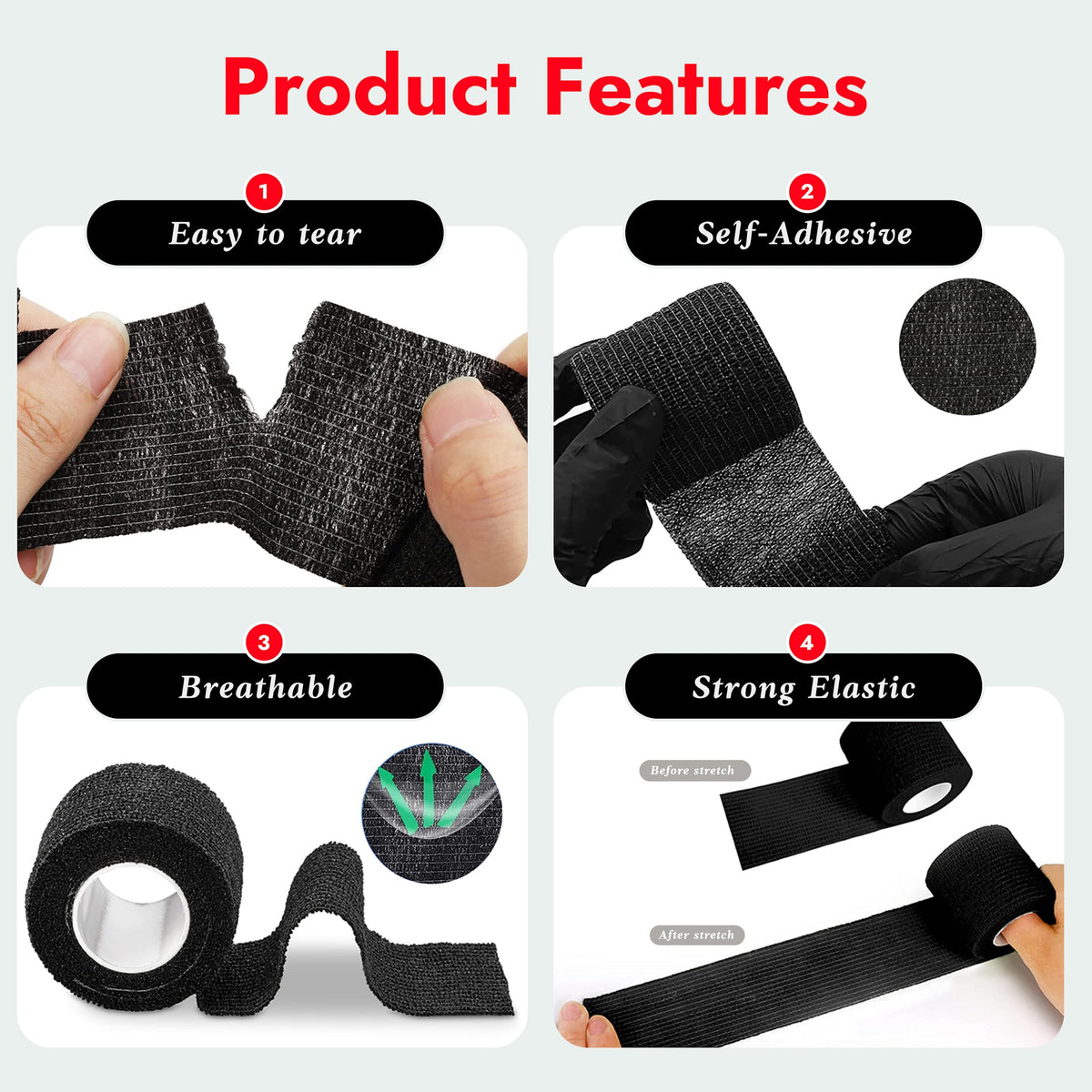 Sotica grip tape roll detail showing elastic, self-adherent anti-slip benefit