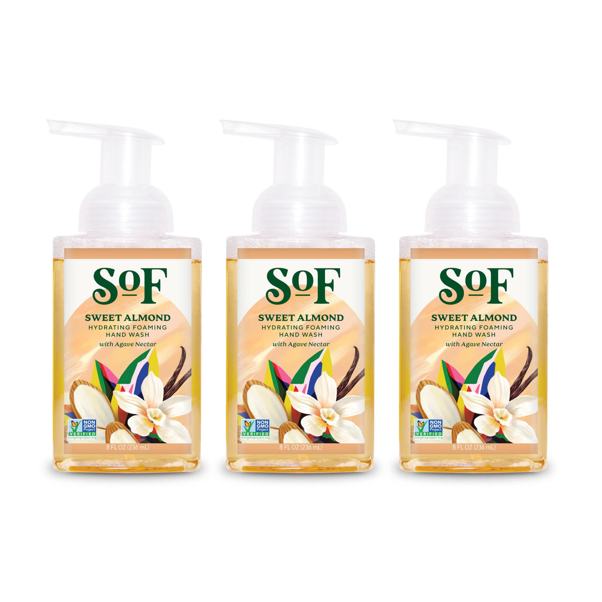 South Of France front bottle image showing elegant sweet almond packaging and gentle cleansing