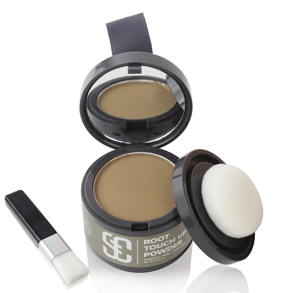 SOVONCARE compact front view showing medium blonde shade and travel-ready design