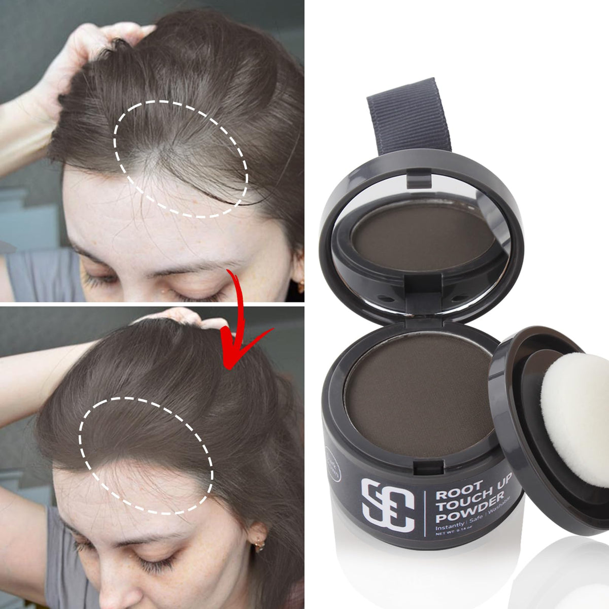 SOVONCARE open compact with mirror and sponge applicator for precise on-the-go touchups