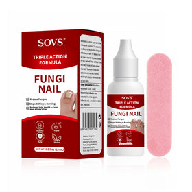 SOVS bottle front view showing clear labeling and compact size for travel