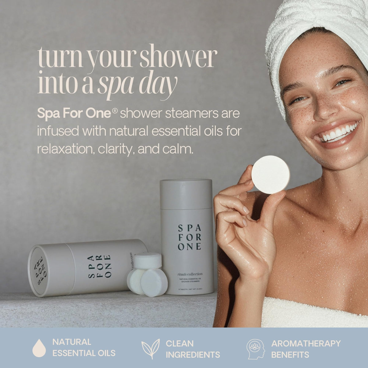 Spa For One close-up texture of a tablet highlighting natural, dye-free ingredients