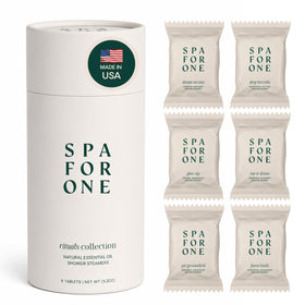 Spa For One front packaging showing six aromatherapy steamers and gift-ready design