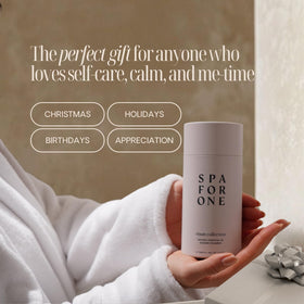 Spa For One tablet dissolving in a shower demonstrating steam aromatherapy benefit