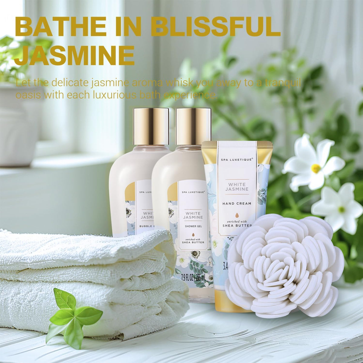 spa luxetique close-up of product label highlighting jasmine scent