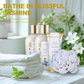 spa luxetique close-up of product label highlighting jasmine scent