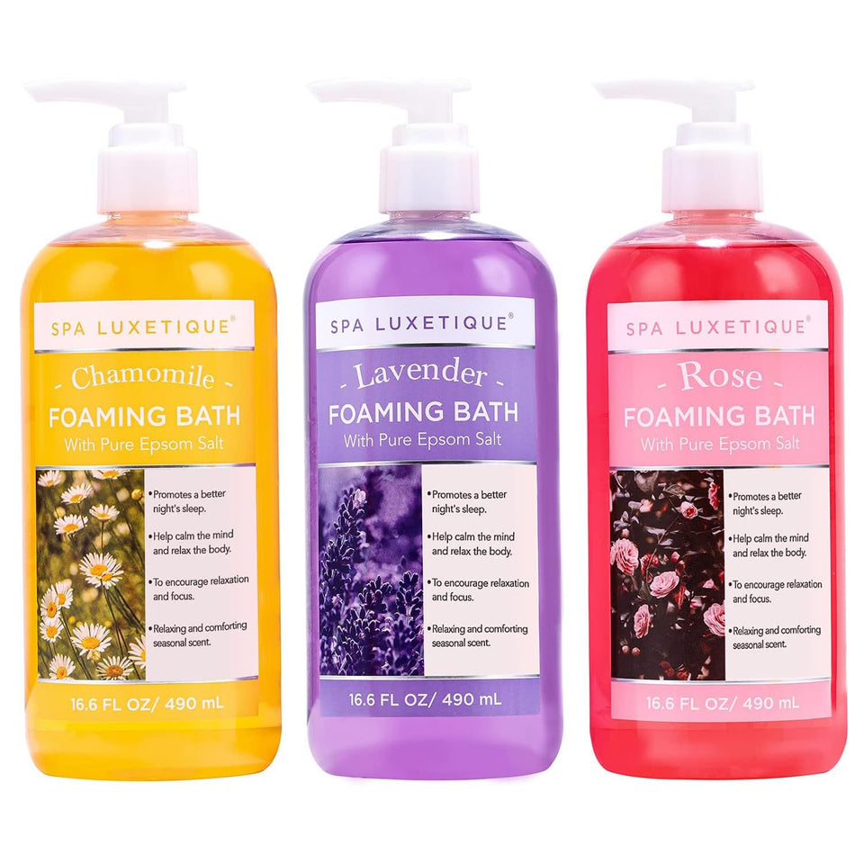 spa luxetique front packaging gift-ready set with three bottles for easy gifting