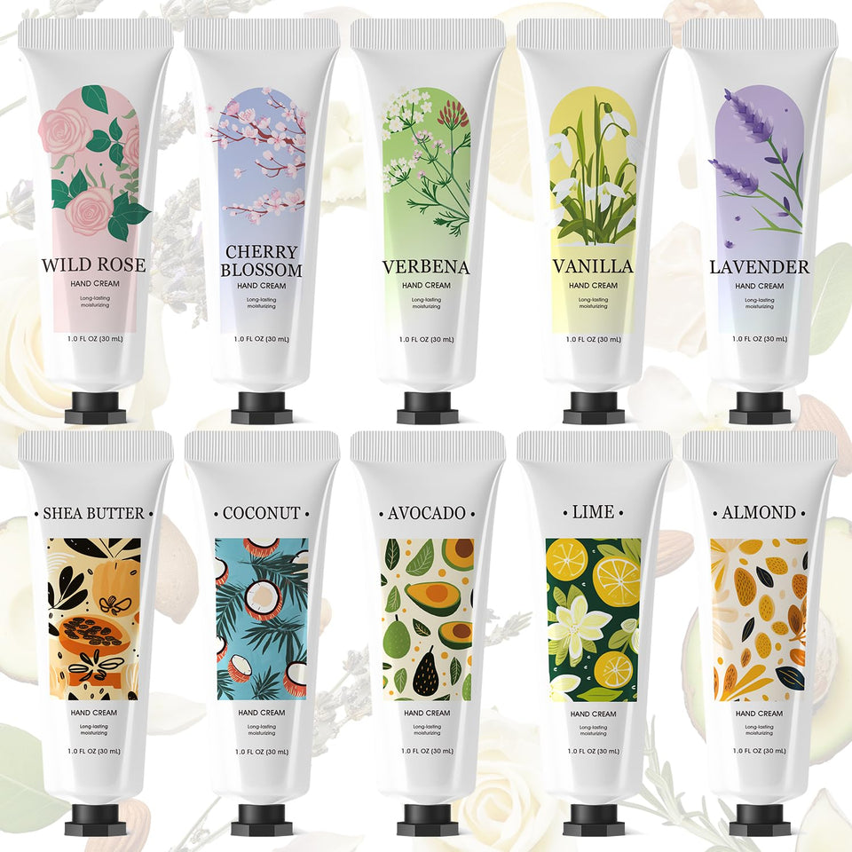 spa luxetique front packaging showing ten mini hand cream tubes and gift-ready presentation