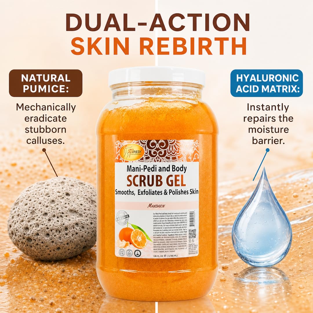 SPA REDI gel texture close-up illustrating pumice particles and smooth gel