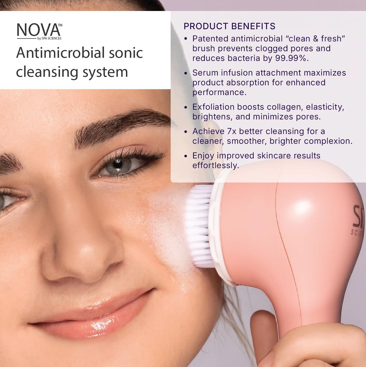 Spa Sciences NOVA side profile with charging cradle illustrating USB recharge convenience