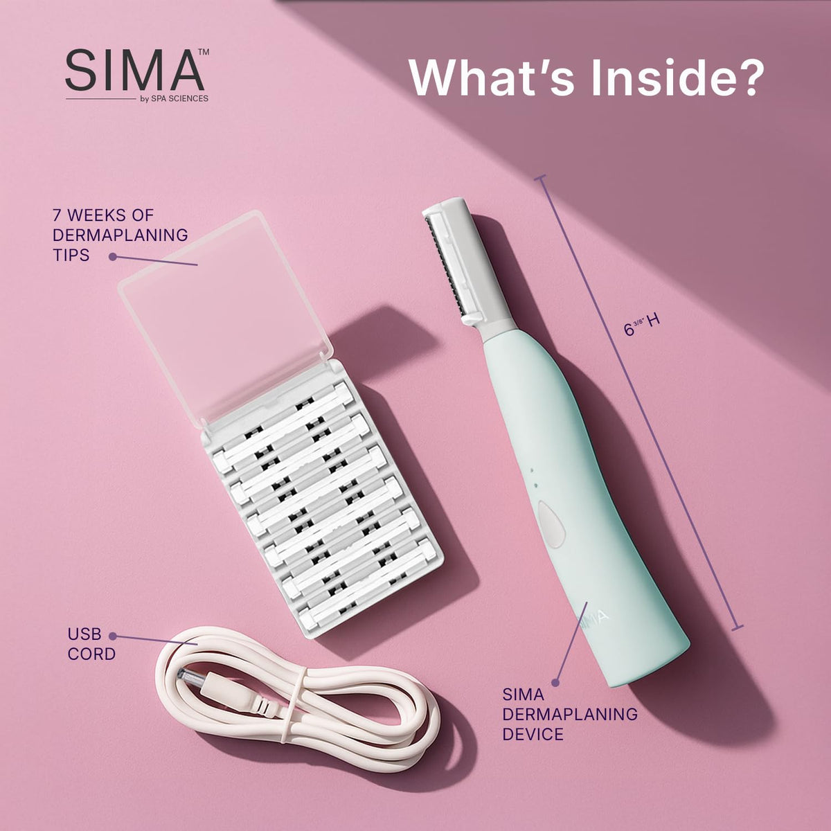 SPA SCIENCES USB cable plugged into device for convenient rechargeable power benefit
