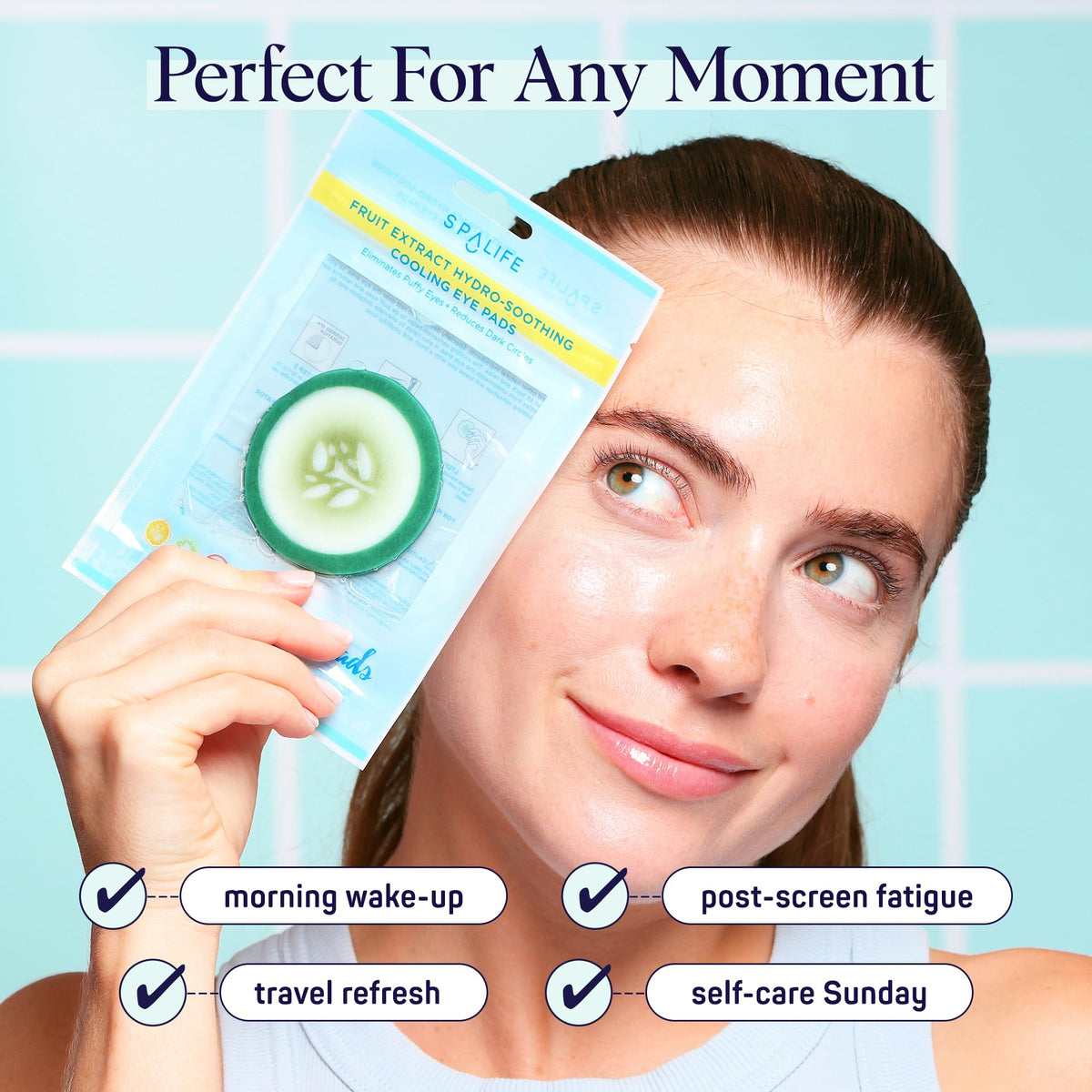 SpaLife before and after under-eye comparison showing visible reduced puffiness