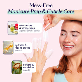 SpaLife cuticle wraps closeup showing camellia oil treatment for nails