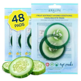SpaLife front packaging showing 48 cucumber eye pads for quick refresh