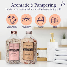 SpaLife jars displayed on bathroom shelf suggesting stylish self-care storage