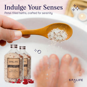 SpaLife top view of rose petals in jar showcasing natural botanical luxury