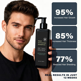 SPARTAN HAIR shampoo on bathroom shelf conveying daily grooming benefits