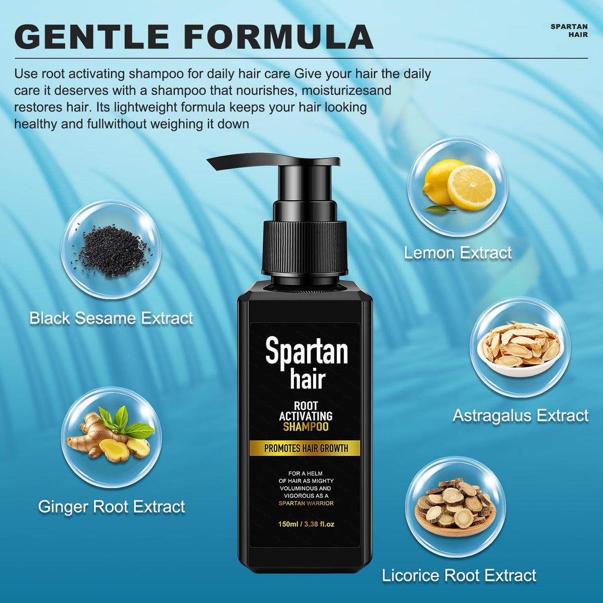 SPARTAN HAIR shampoo lather texture demonstrating gentle foam