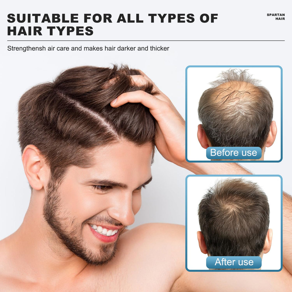 SPARTAN HAIR in-shower application showing massaging for fuller-looking hair