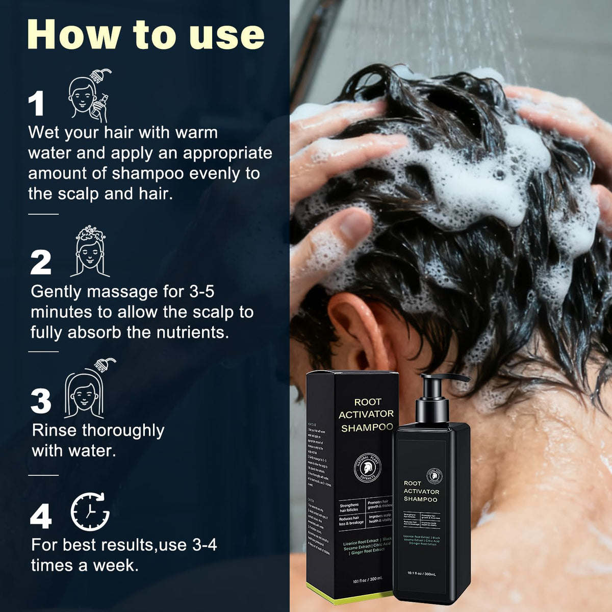 SPARTAN HAIR lather massaged into scalp for improved circulation