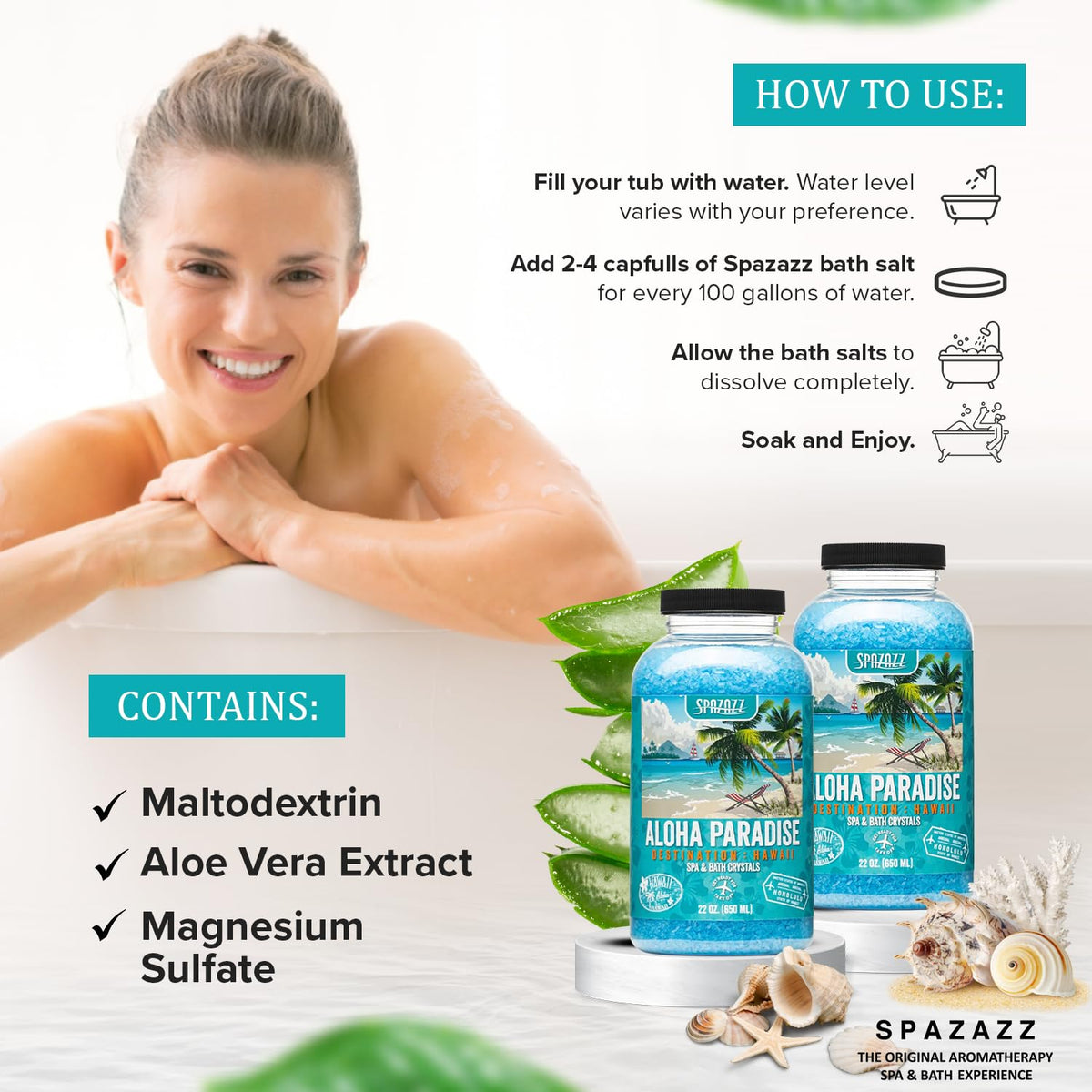 Spazazz ingredients list photo emphasizing mineral-based formulation
