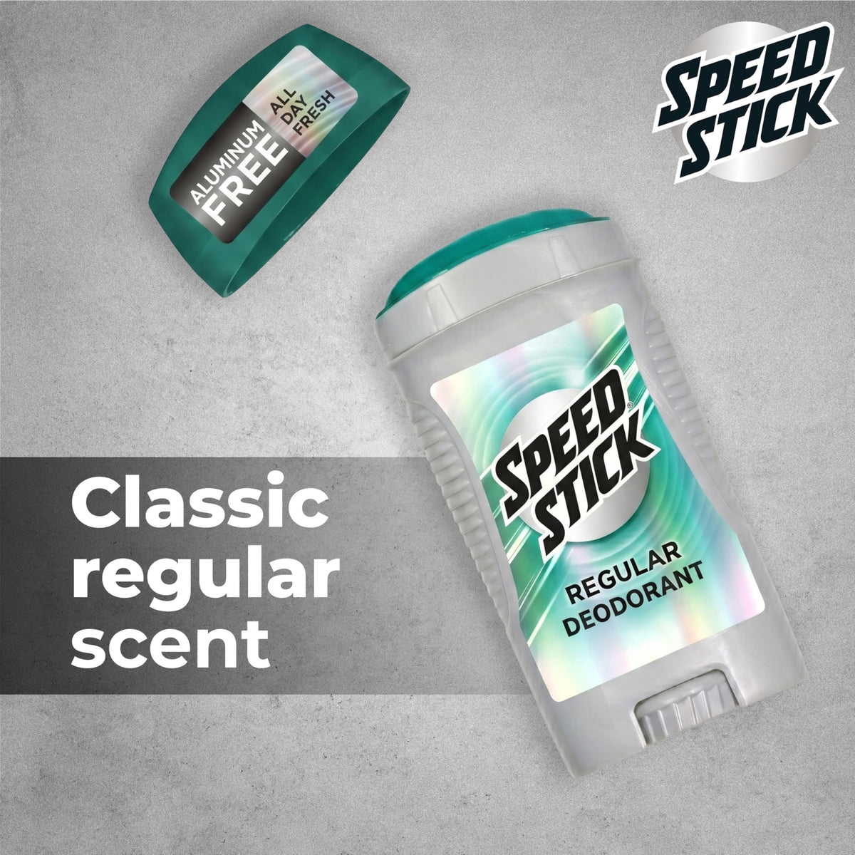 Speed Stick label and ingredient panel highlighting aluminum-free benefit