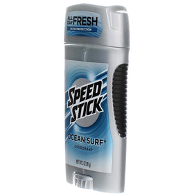 Speed Stick label closeup highlighting ingredients and odor-fighting formula