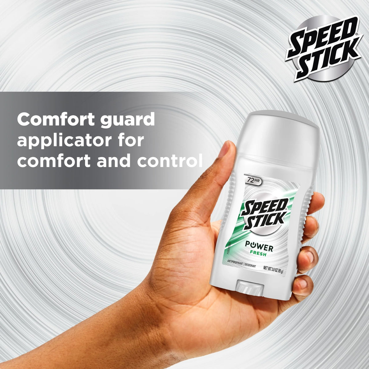 Speed Stick four-pack arrangement emphasizing value and backup benefit