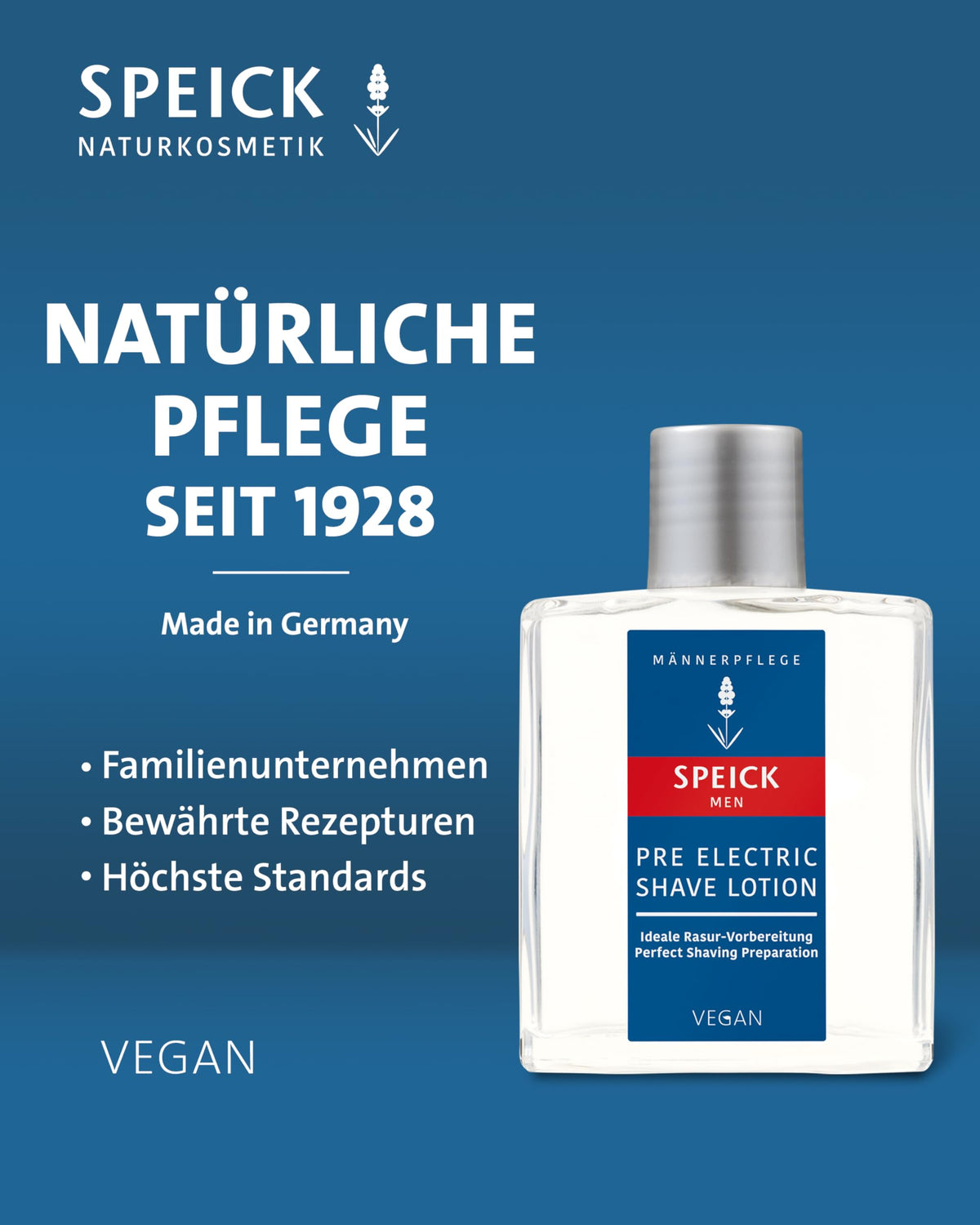Speick bottle in hand to show portable 3.4 fl oz travel-friendly size