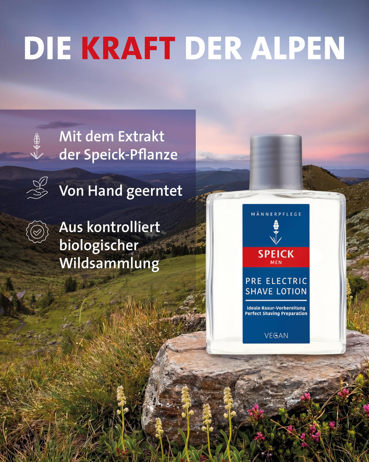 Speick bottle on bathroom shelf conveys daily grooming convenience