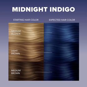 Splat indigo dye texture swirled on surface to show creamy conditioning formula