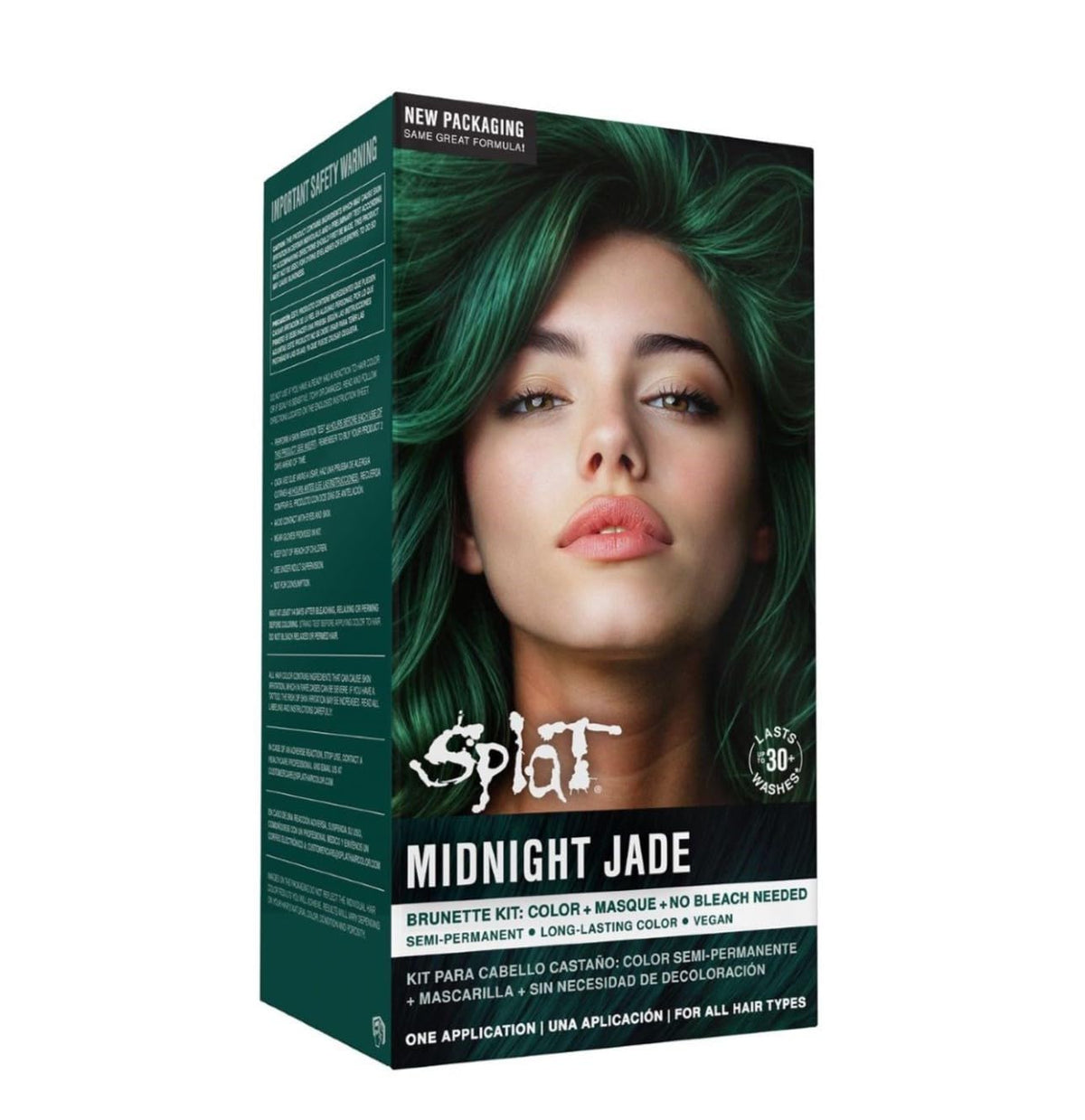Splat front packaging showing Midnight Jade kit and bold color