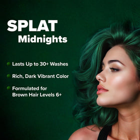 Splat hair strand swatches displaying gradient of Midnight Jade intensity