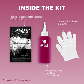 Gloved hands applying Splat Midnight Magenta dye to hair for even coverage
