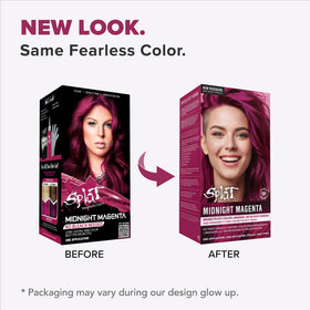 Splat kit opened with dye sachet, conditioner, gloves displayed clearly