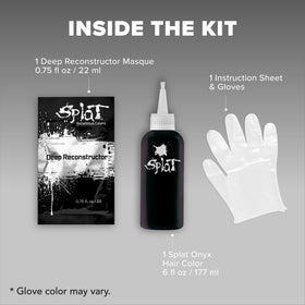 Splat applying Midnight Onyx on brunette hair for rich black
