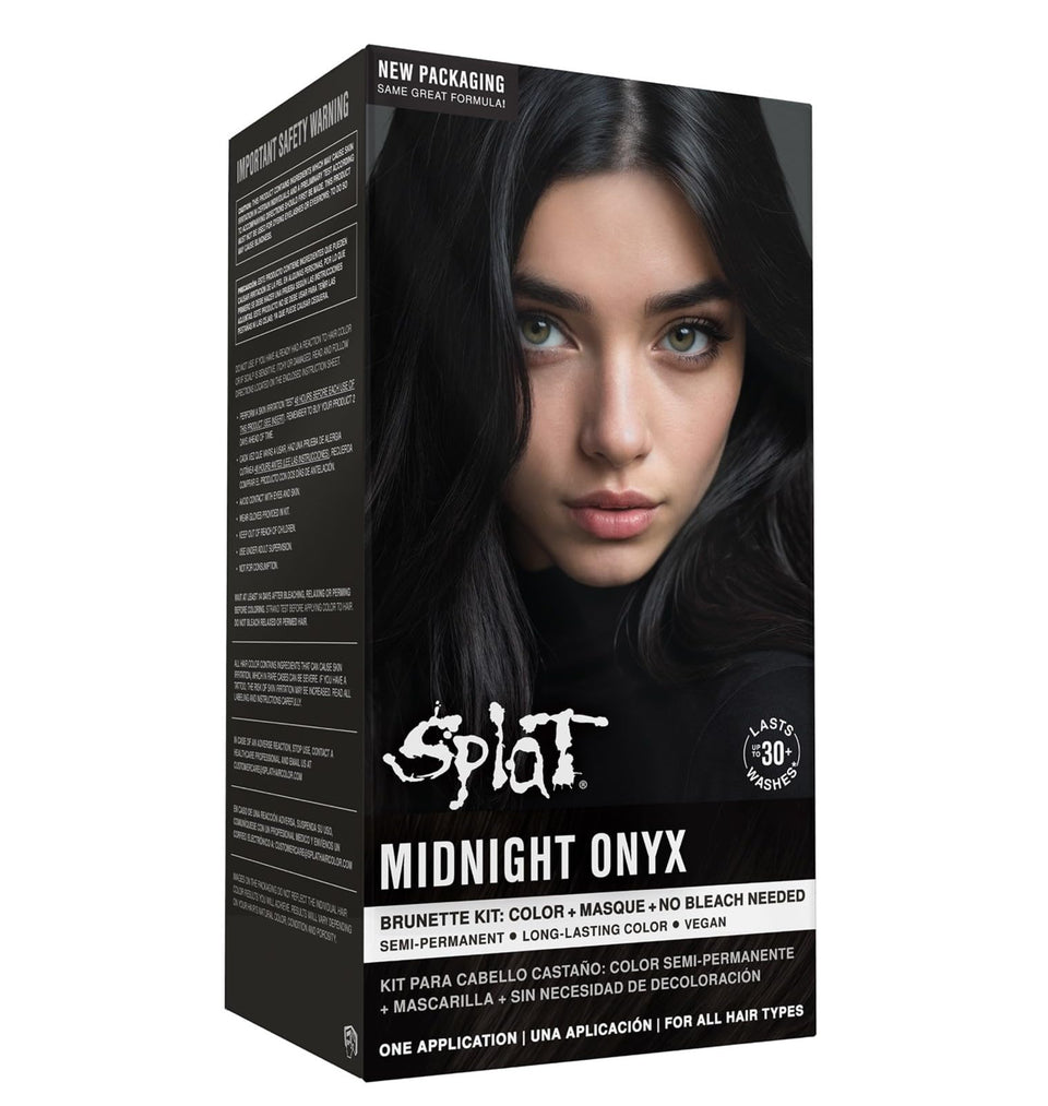 Splat front packaging showing Midnight Onyx kit and benefits