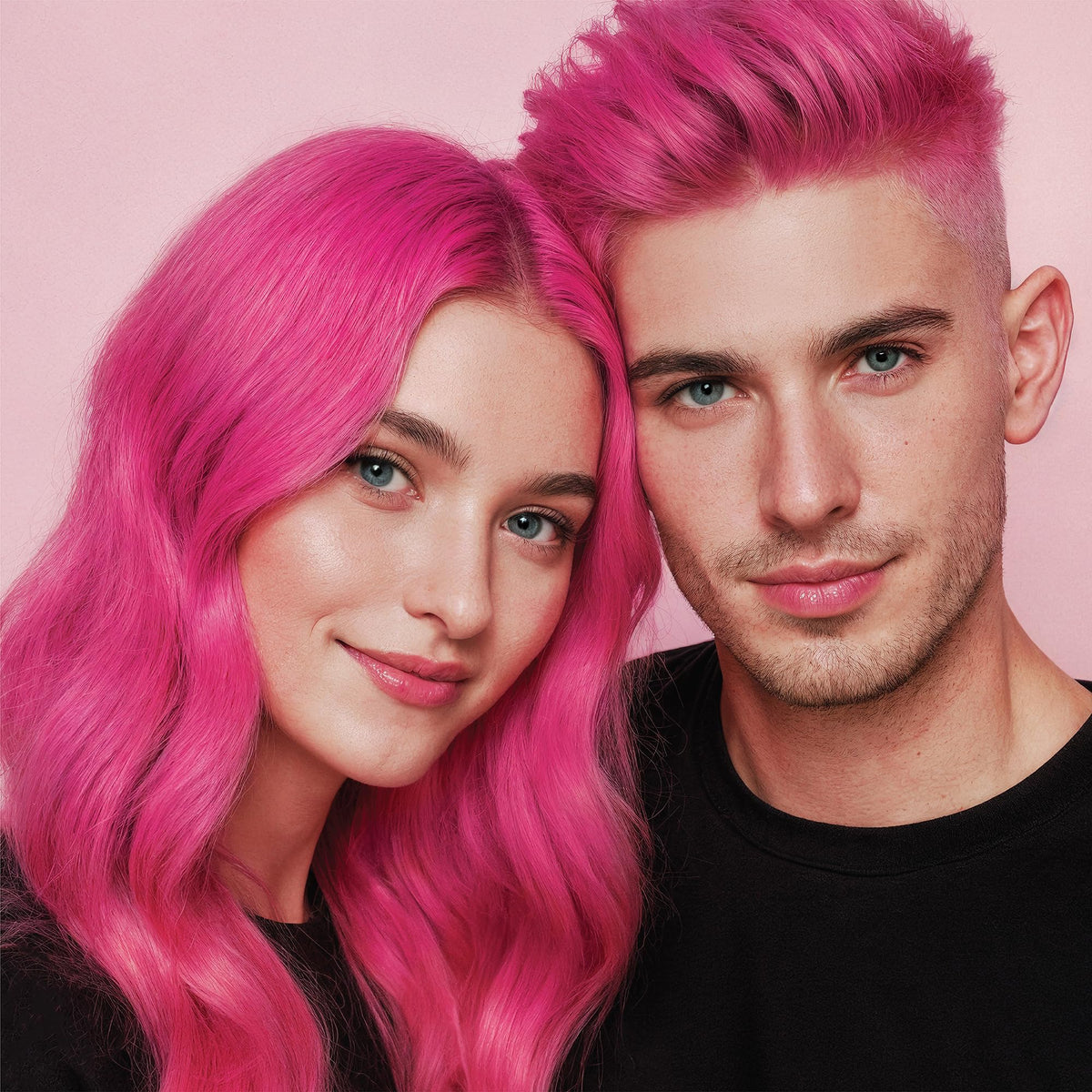 Splat styled hair in street setting showing bold color and fashionable finish