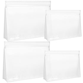 SPLF front pack display showing four clear toiletry bags for easy travel