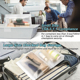 SPLF larger luggage bag open with toiletries fitting neatly inside