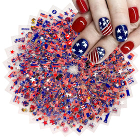 SPLOCUDU front packaging of 30 patriotic nail sticker sheets adds convenience