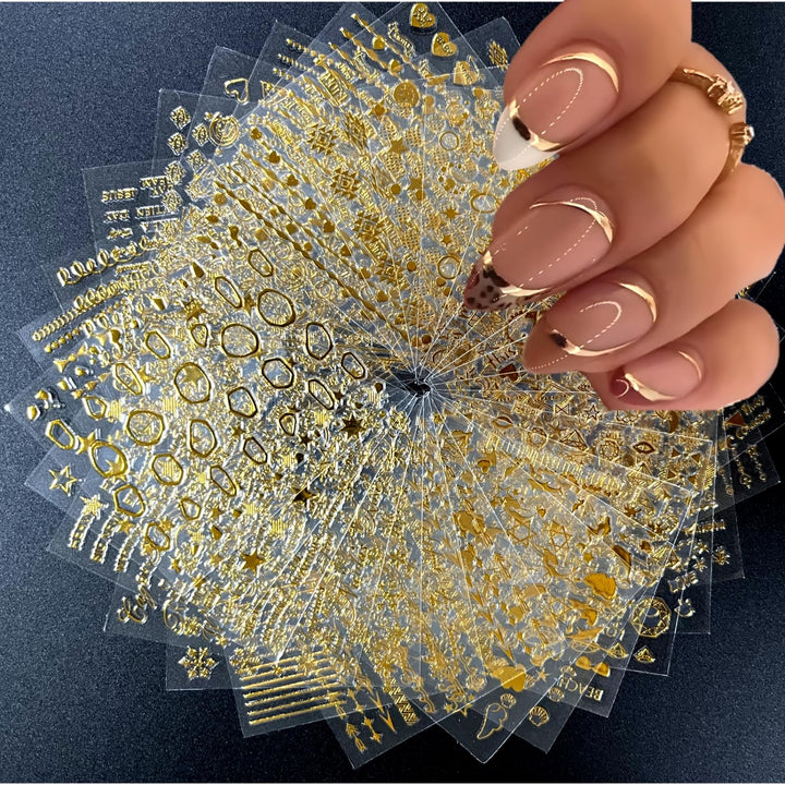 SPLOCUDU front packaging showing gold nail sticker set and benefits