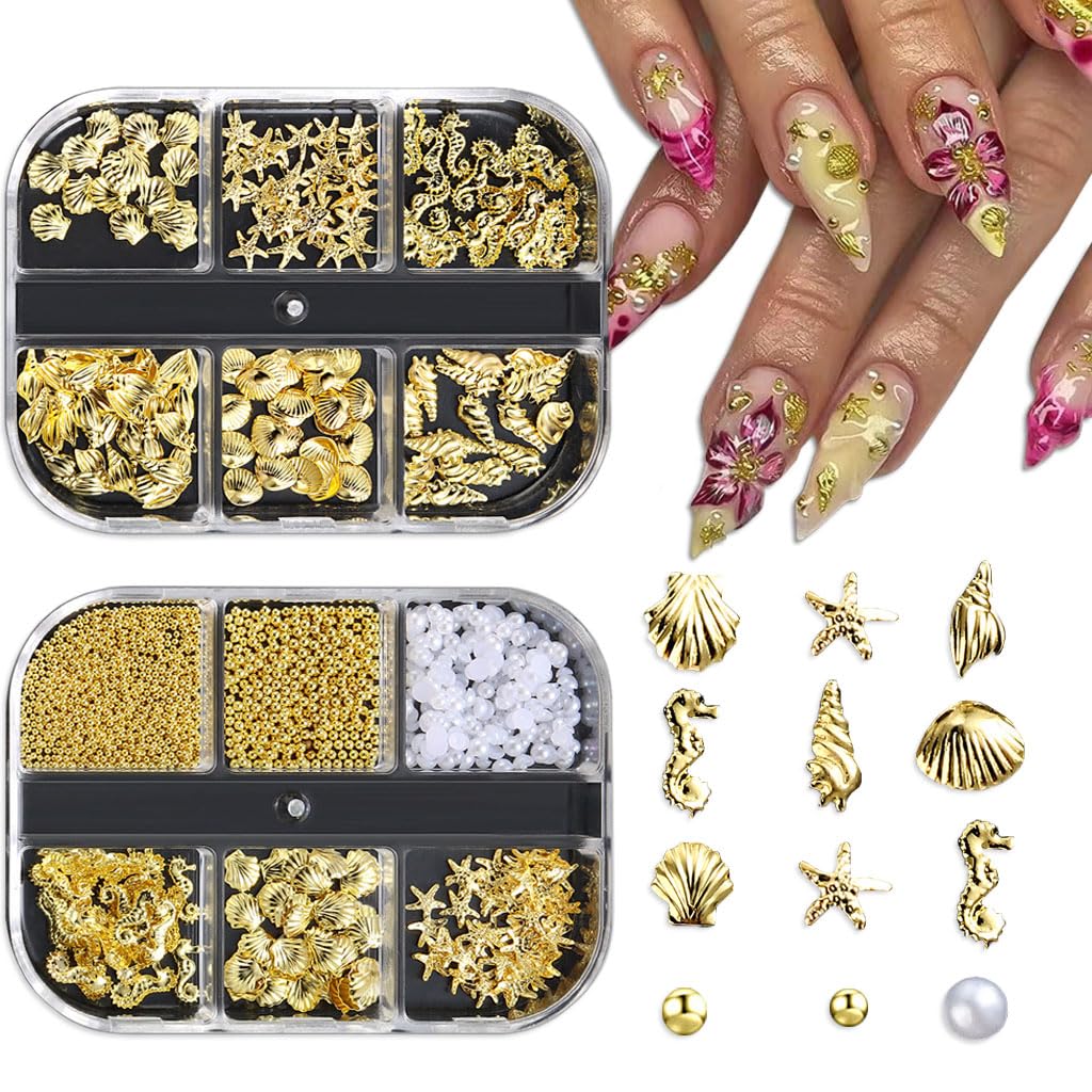 SPNBCQ front packaging showing mixed marine nail charms and easy selection benefit
