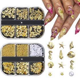 SPNBCQ front packaging showing mixed marine nail charms and easy selection benefit
