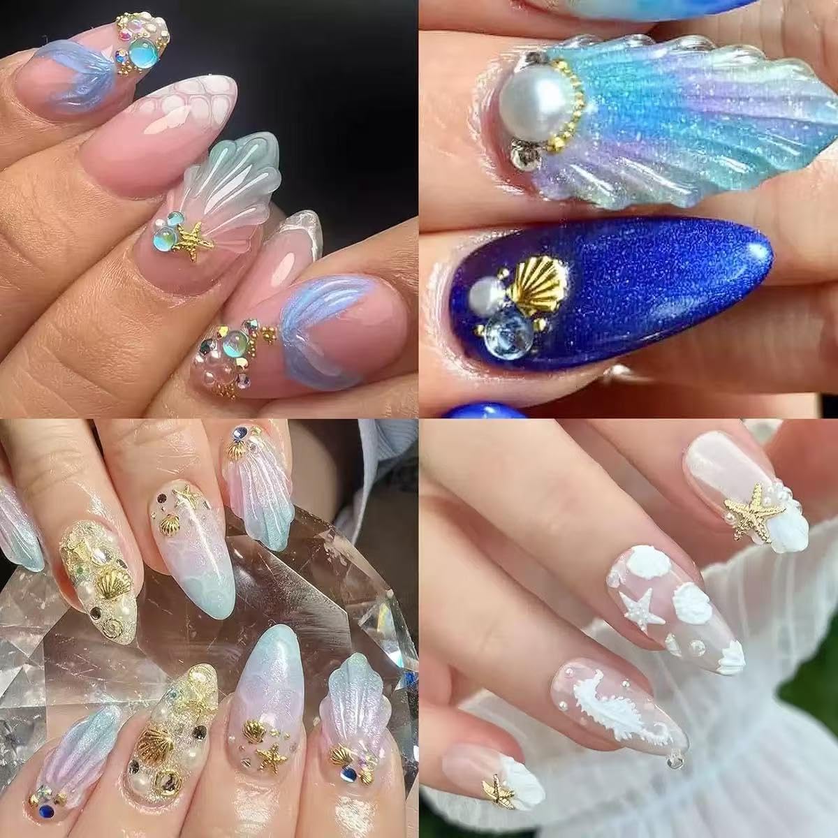 SPNBCQ styled summer manicure with marine charms adding ocean-inspired flair benefit