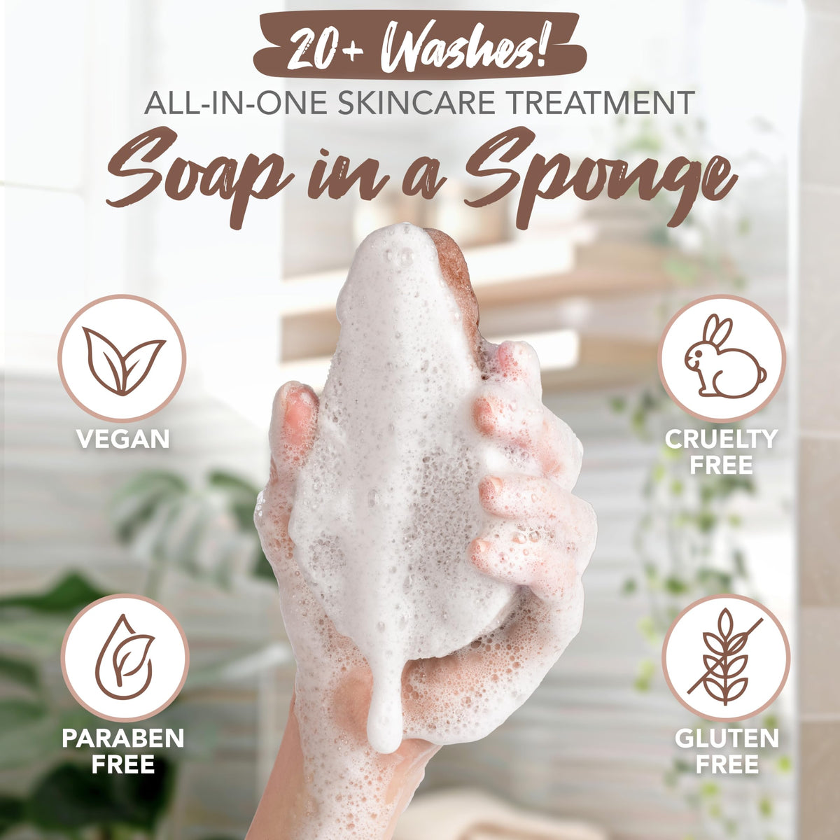 Spongeables coffee creating creamy lather in shower for invigorating cleanse
