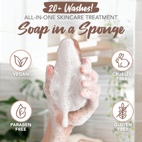 Spongeables coffee creating creamy lather in shower for invigorating cleanse
